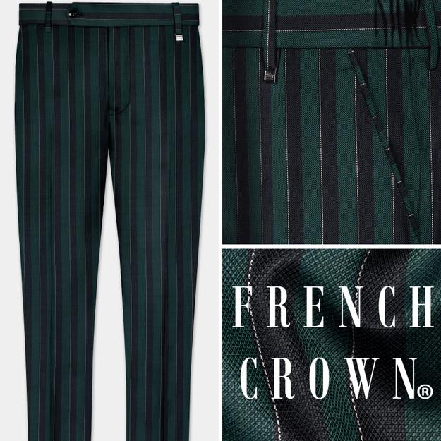 Timber Green With Bunker Black Striped Wool Blend Pant