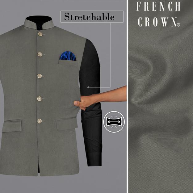 Ironside Gray Stretchable Premium Cotton Traveler Nehru Jacket