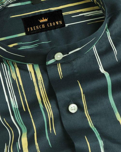 Dark Green Rain Print Super Soft Giza Cotton SHIRT