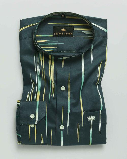 Dark Green Rain Print Super Soft Giza Cotton SHIRT