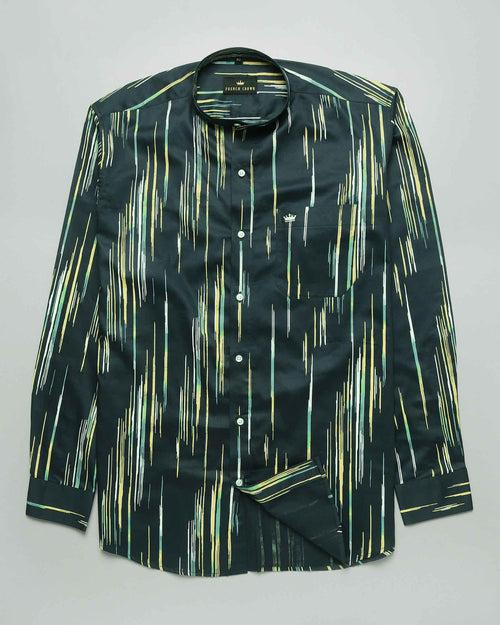 Dark Green Rain Print Super Soft Giza Cotton SHIRT