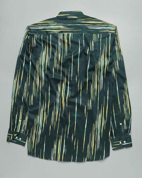 Dark Green Rain Print Super Soft Giza Cotton SHIRT