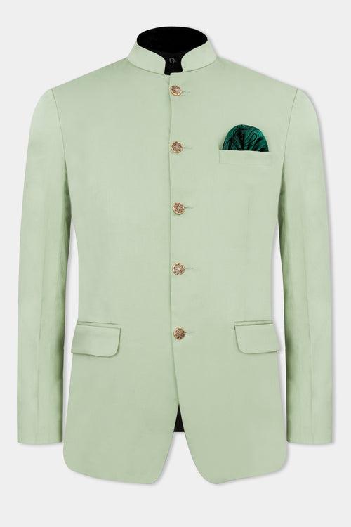 Coriander Green Premium Cotton Bandhgala Stretchable Traveler Blazer