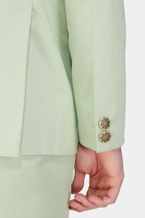 Coriander Green Premium Cotton Bandhgala Stretchable Traveler Blazer