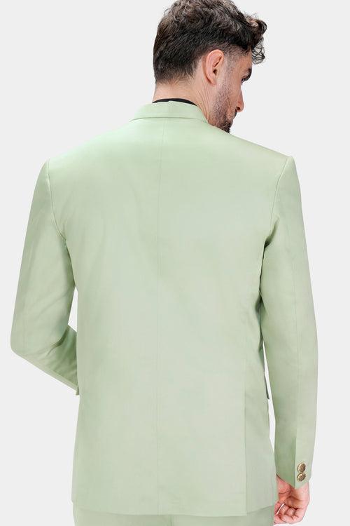 Coriander Green Premium Cotton Bandhgala Stretchable Traveler Blazer