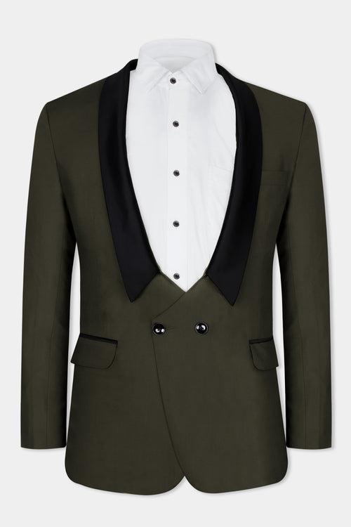 Birch Green Wool Rich Tuxedo Designer Blazer