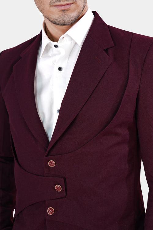 Tamarind Maroon Wool Rich Designer Blazer