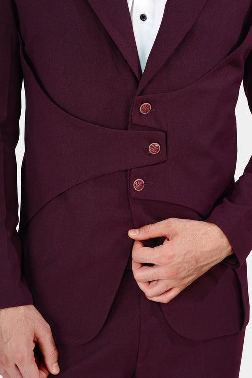 Tamarind Maroon Wool Rich Designer Blazer