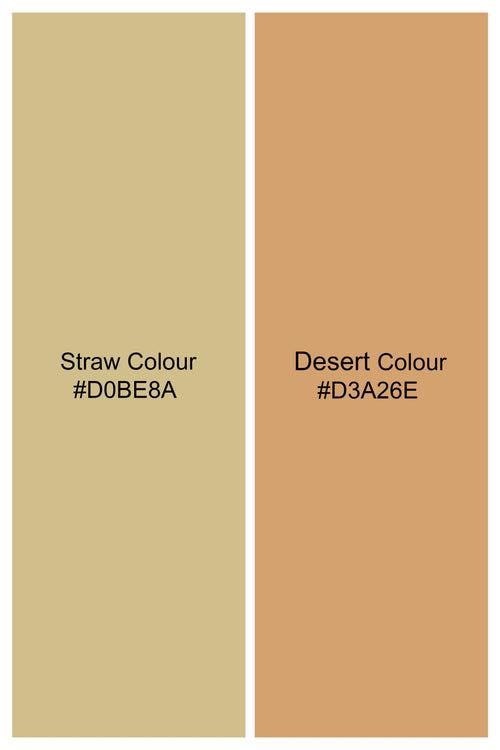 Straw Beige and Desert Brown Textured Cross Placket Bandhgala Designer Blazer