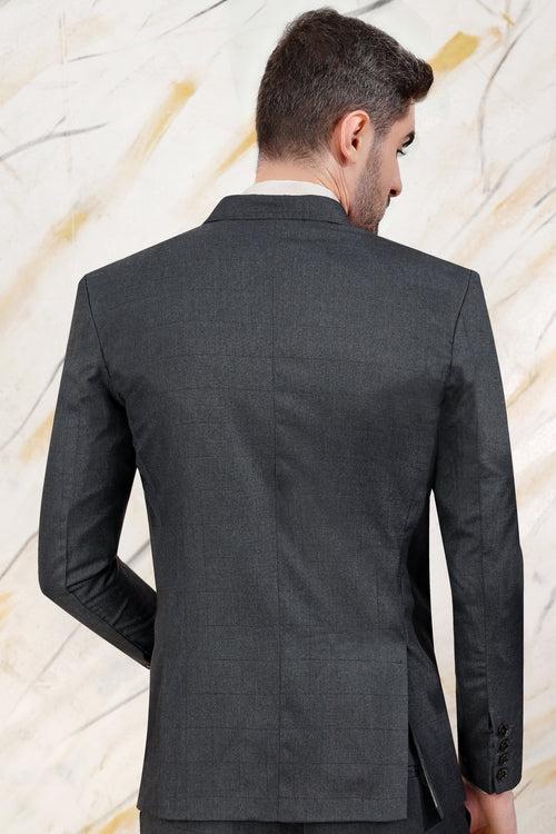 Arsenic Grey Wool Rich Double Breasted Blazer