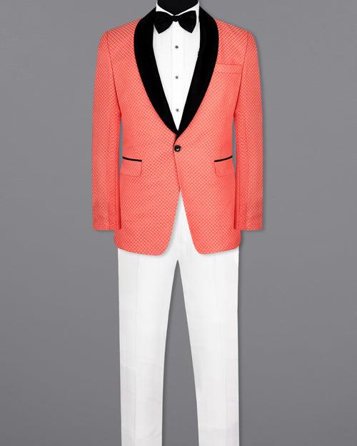 Bittersweet Pink Textured Designer Tuxedo Suit