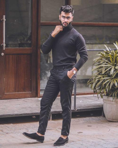 Jet Black Regular fit Premium Cotton Pant