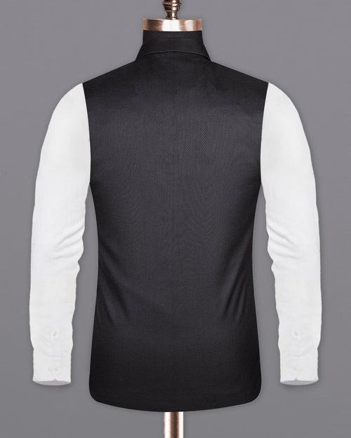 Jade Black Diamond Cross Placket Nehru Jacket