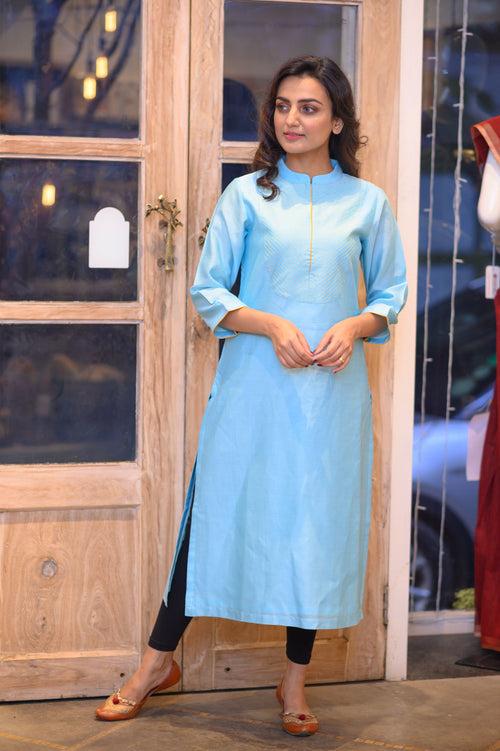 Light Blue Chanderi Kurta