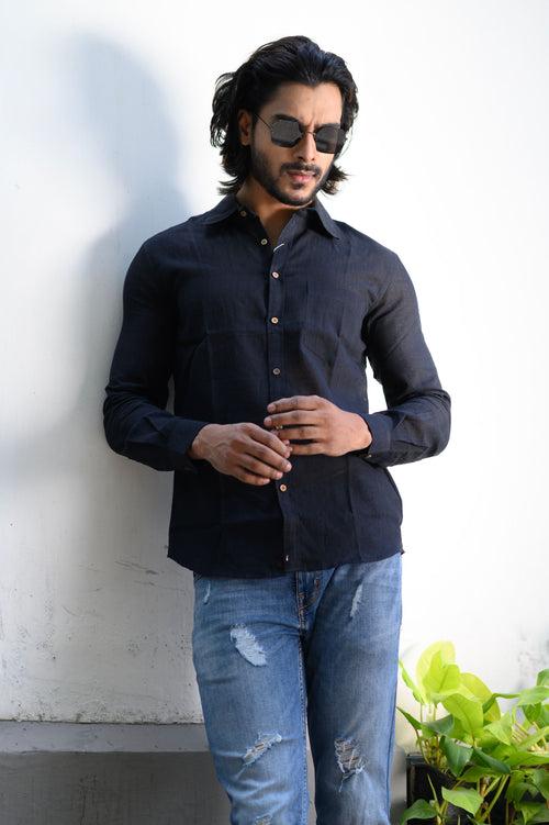 Black Cotton Men's Shirt