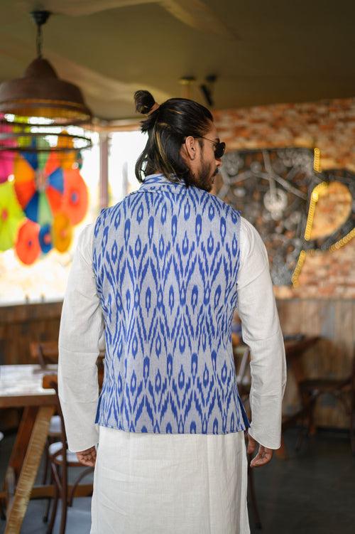 Blue Patterned Reversible Jacket