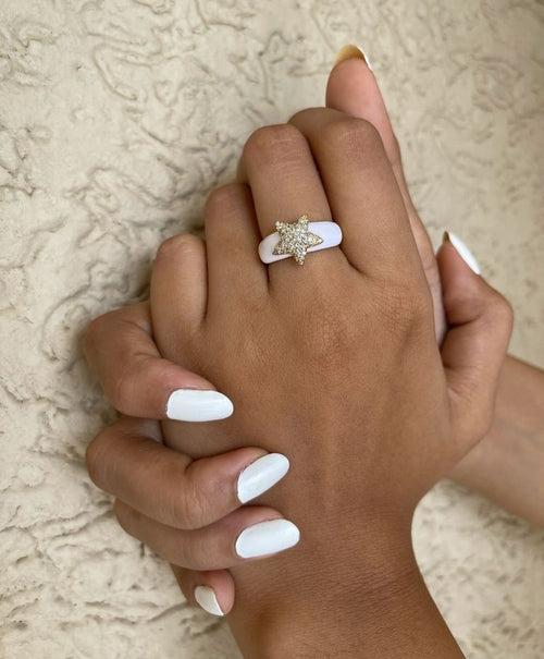 Star Fish Ring (White)