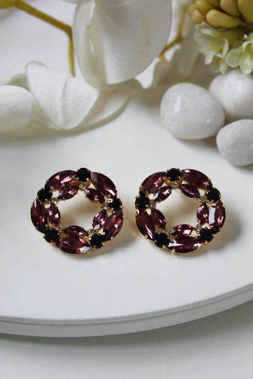 Malhar Earrings (Maroon & Black)