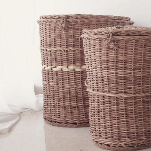 Wicker Round Laundry Basket, Set of 2 (Made to Order)