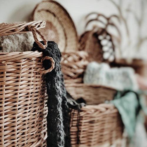 Wicker Round Laundry Basket, Set of 2 (Made to Order)