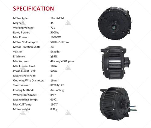 5000W QS MOTOR 165 V2 72V 35H Encoder OR Hall PMSM Mid drive Motor