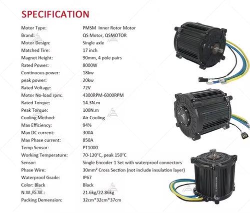 8000W Mid Drive Motor can reach maximum torque 112N.m from shaft end. Rotating from 4400rpm to 6500rpm.  Ideal solution for Super Motorcycle, Go Kart, ATV, UTV, etc.