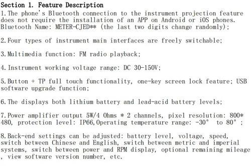 Touch Screen Electric Motorcycle Speedometer Navigation Display