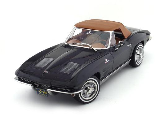 1963 Chevrolet Corvette Stingray convertible black 1:18 Norev diecast Scale Model collectible