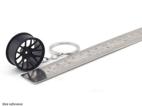 Wheel rim black keyring / keychain