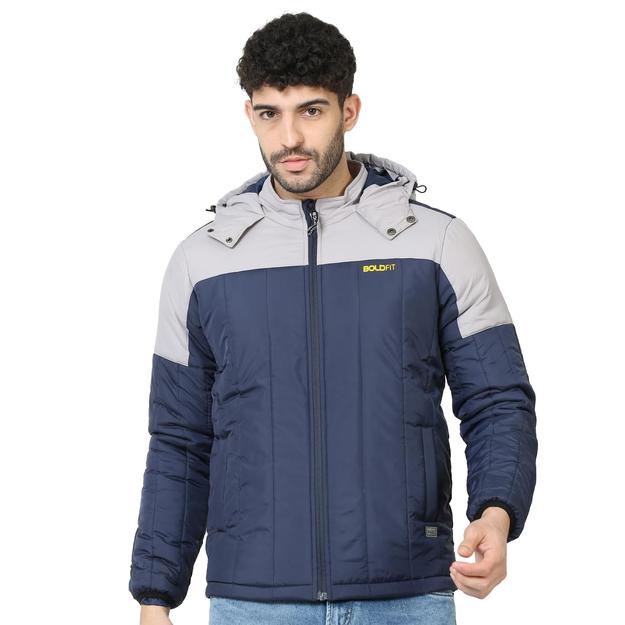 Mens Winter Bomber Jacket - Blue/Grey