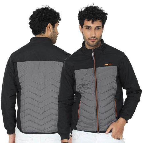 Mens Winter Bomber Jacket - Black/Grey without Cap