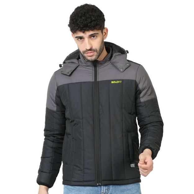 Mens Winter Bomber Jacket - Black/Grey