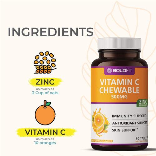 Boldfit Vitamin C With Zinc Chewable Tablets 500mg