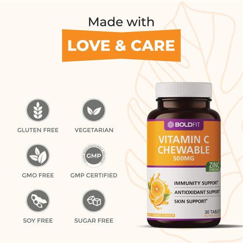 Boldfit Vitamin C With Zinc Chewable Tablets 500mg