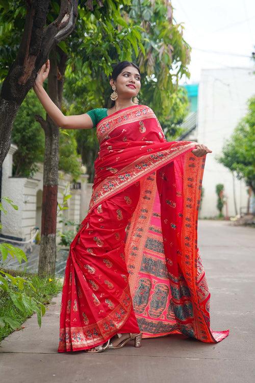 Banarasi meets Baluchari festive wrap in 1 minute saree