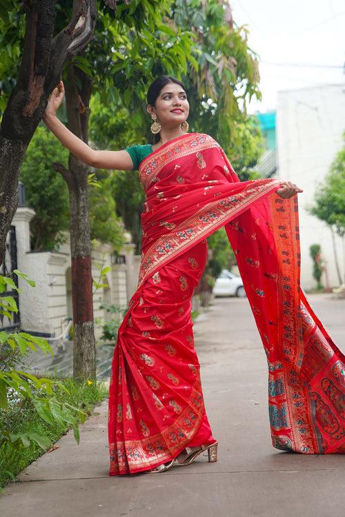 Banarasi meets Baluchari festive wrap in 1 minute saree