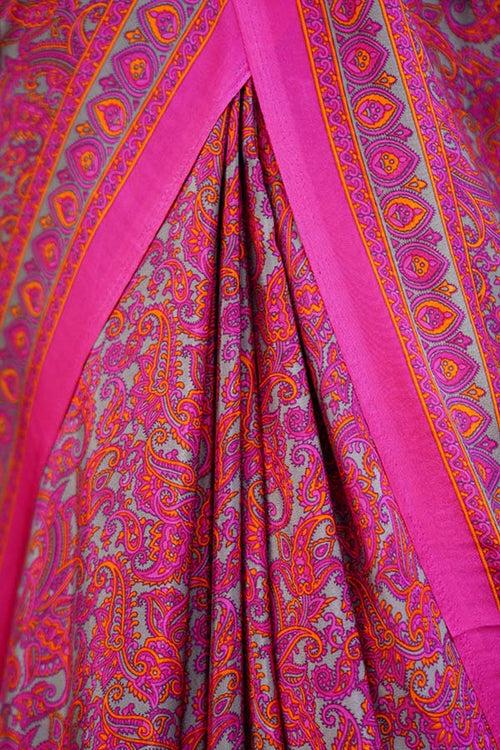 Easy On The Eyes Pink Soft as butter With Intricate printed Wrap In One Minute Saree