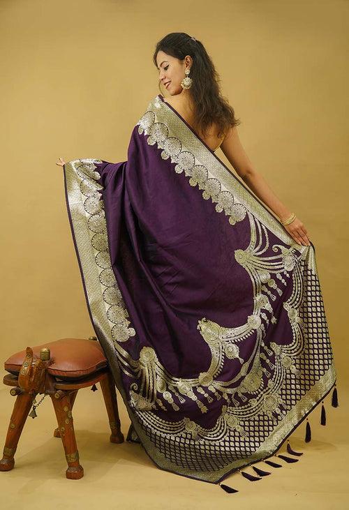 Ready to wear Woven Brocade Border Banarasi with ornate Pallu Wrap in one minute saree