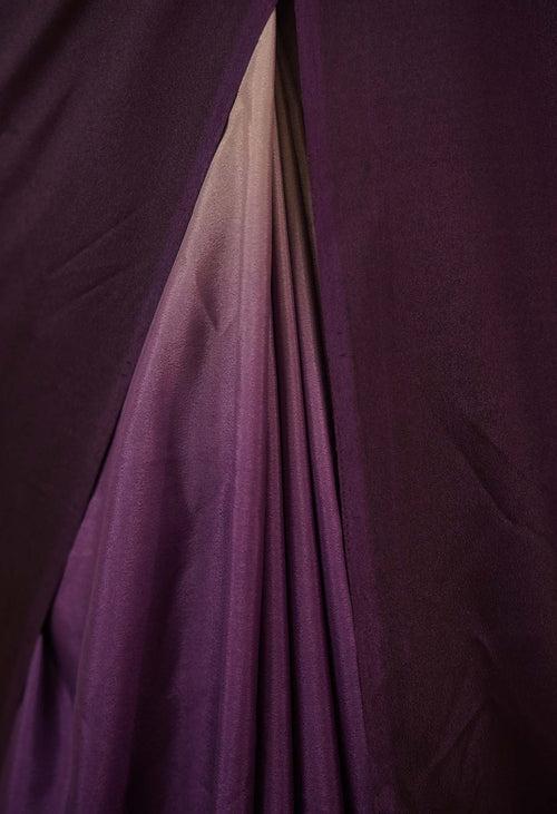 Ready to wear saree Georgette silk Purple Ombre Shaded  Wrap in one minute saree