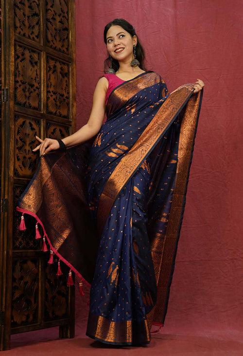 Ready to wear Kanjeevaram Styled With Jacquard Weave Paisley Design  Wrap in one minute saree