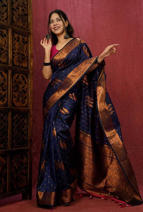 Ready to wear Kanjeevaram Styled With Jacquard Weave Paisley Design  Wrap in one minute saree