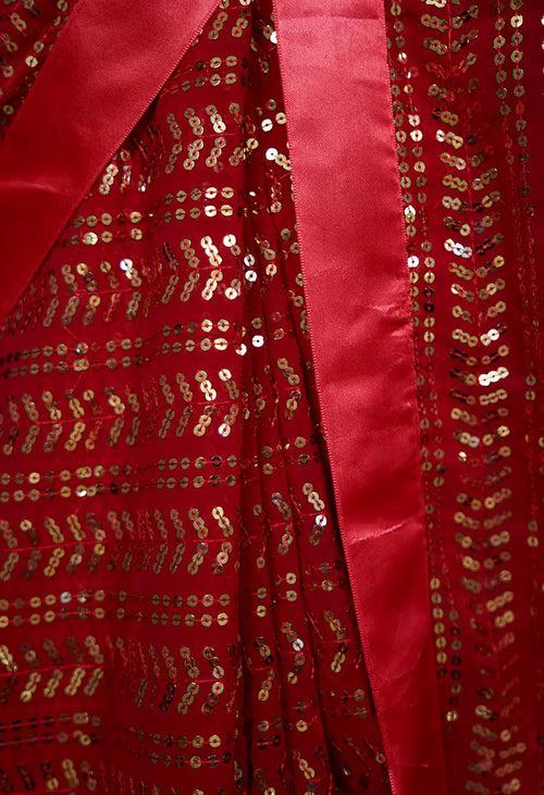 Stylish Party Wear All Over Sequin Embellished With Solid Border Wrap In One Minute Saree