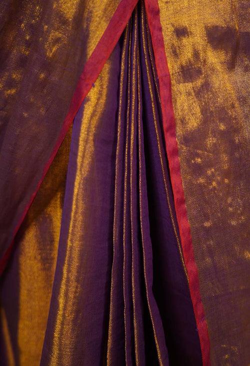 Ready To Wear Organza Tissue With Tassels Dhoop Chaanv Wine On Pallu  Wrap in 1 minute saree