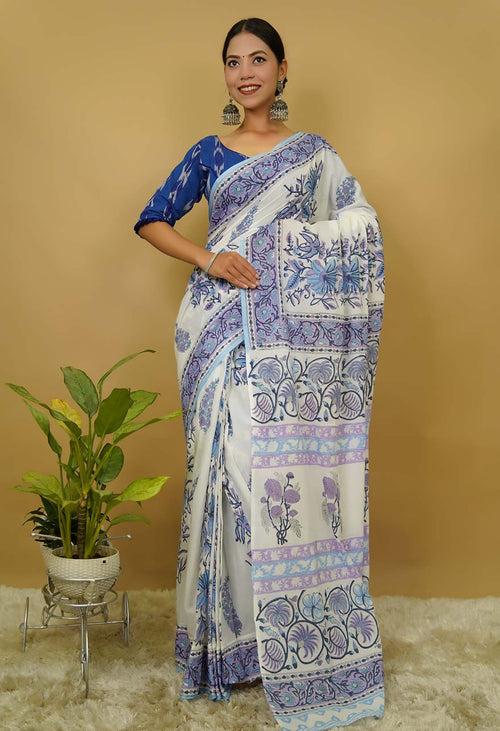 Ready made isadora saree Jaipuri Sanganeri mulmul 1 minute saree