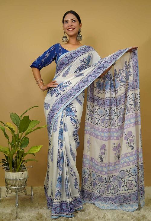 Ready made isadora saree Jaipuri Sanganeri mulmul 1 minute saree