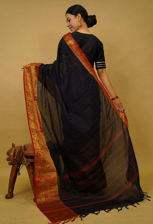 Ready to Wear Pure cotton with chettinad border prestitched saree