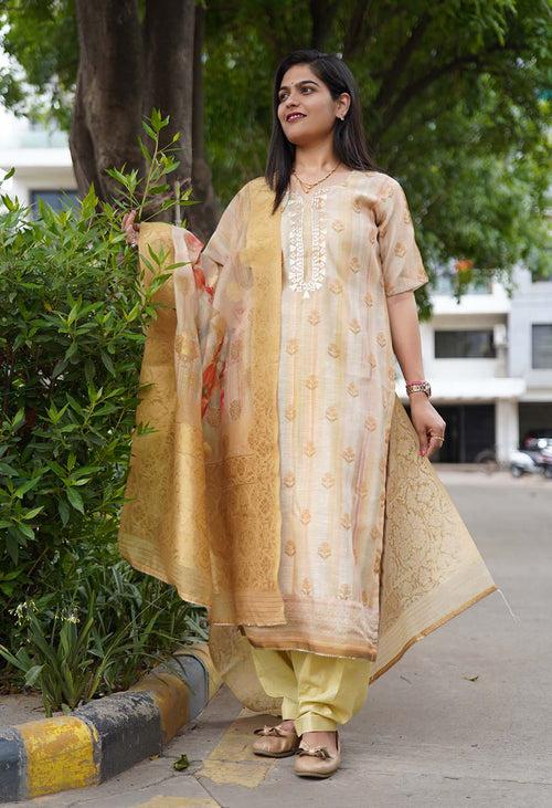 Plus size Salwar Kameez with Ethnic designed printed Dupatta With Styled kurti & Salwar