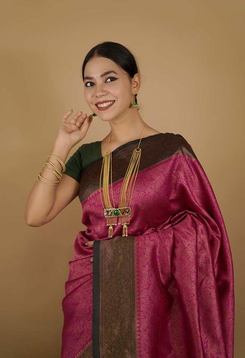 Ready to Wear saree Rich Kanjivaram self weaving pattu Border Wrap in 1 minute saree