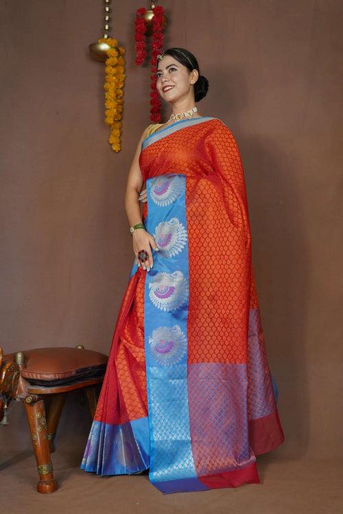 Ready to wear banarasi saree With woven zari border Wrap In One Minute Saree