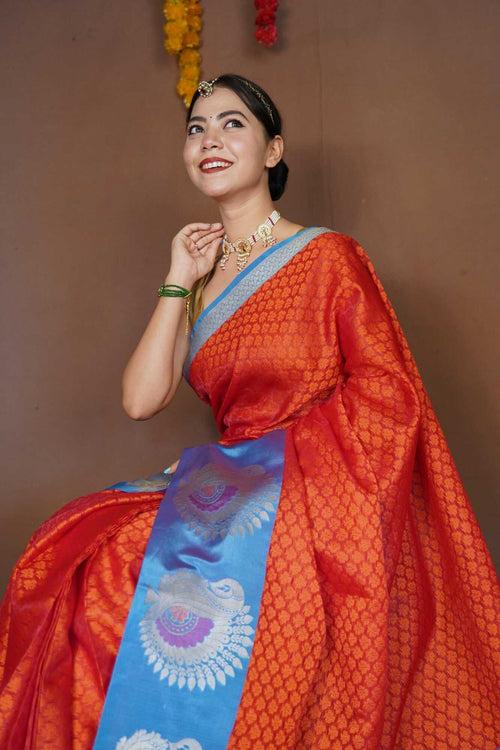 Ready to wear banarasi saree With woven zari border Wrap In One Minute Saree